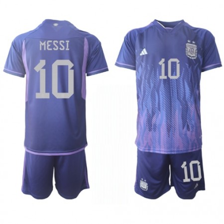 Argentina Lionel Messi 10 Matchtröjor Barn Borta Fotbollströja VM 2022